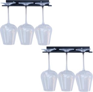 Wine Glass Holder - Strong & Secure Hanging Wine Glass Rack - Multi Colored Bar Glass Rack - Space Saving Bar Glass Holder - Hanging Wine Glass Holder for Kitchen Bar - Decorative Wine Glass Hangers