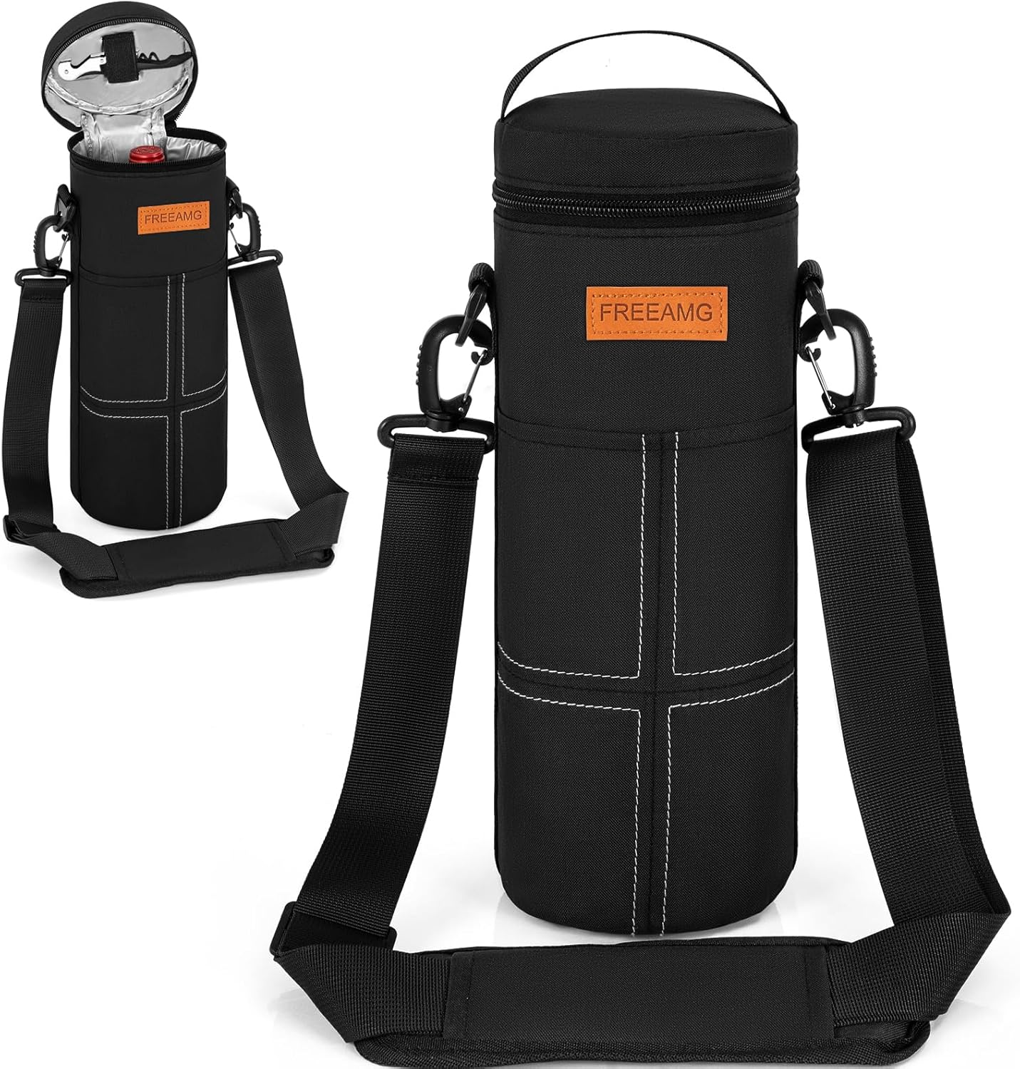 Wine Tote Bag Cooler Bag Leakproof Wine Carrier Case with Insulated Padded & Adjustable Shoulder Strap & Handle for Travel, Party, Picnic