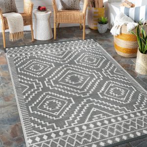 Wonnitar Waterproof Outdoor Rug 5x8, Reversible Plastic Straw RV Rug for Camping, Outside Patio Area Rug, Indoor Outdoor Portable Mat for Picnic Backyard Balcony Deck Decor, Grey
