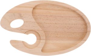 Wood Serving Plate Wooden Appetizer Plate Wine Glasses Holder for Outdoor Picnics Weddings