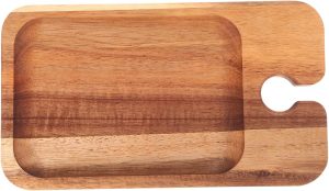 Wooden Serving Tray Small Serving Trays with Charcuterie Board and Wine Glass Holder Ideal for Picnics and Family Dinners