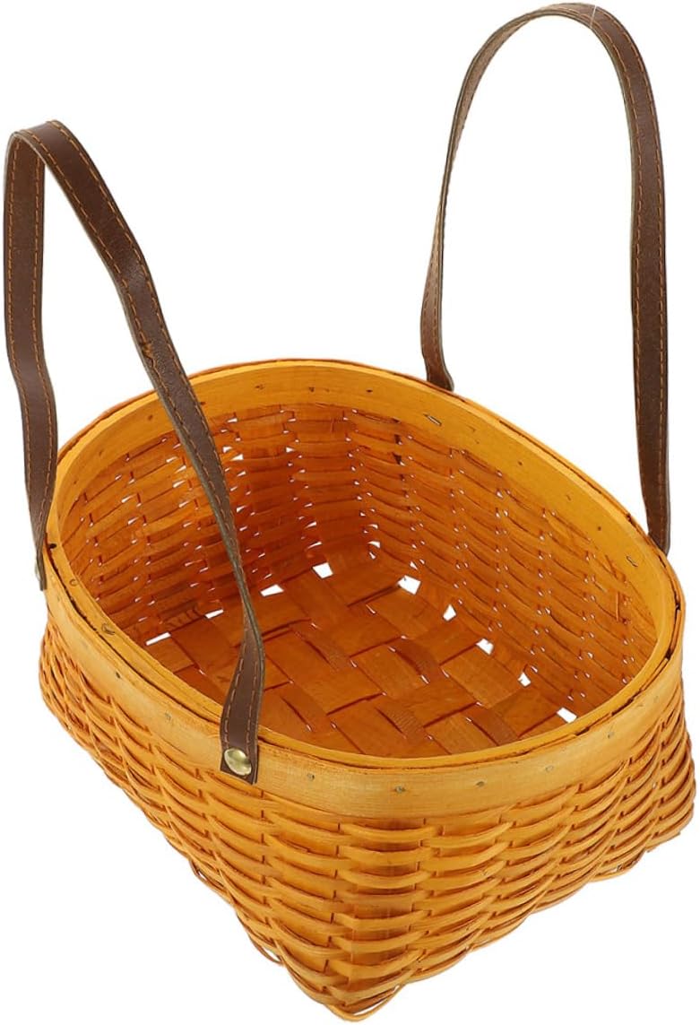 Woven Picnic Basket Handheld Grocery Storage Basket Lightweight and Compact for Outdoor Activities Home Decor and Snack Organization