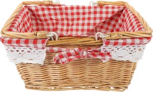 Woven Picnic Basket with Folding Handles Wicker Storage Container for Outdoor Use Home Organizer for Fruits Flowers