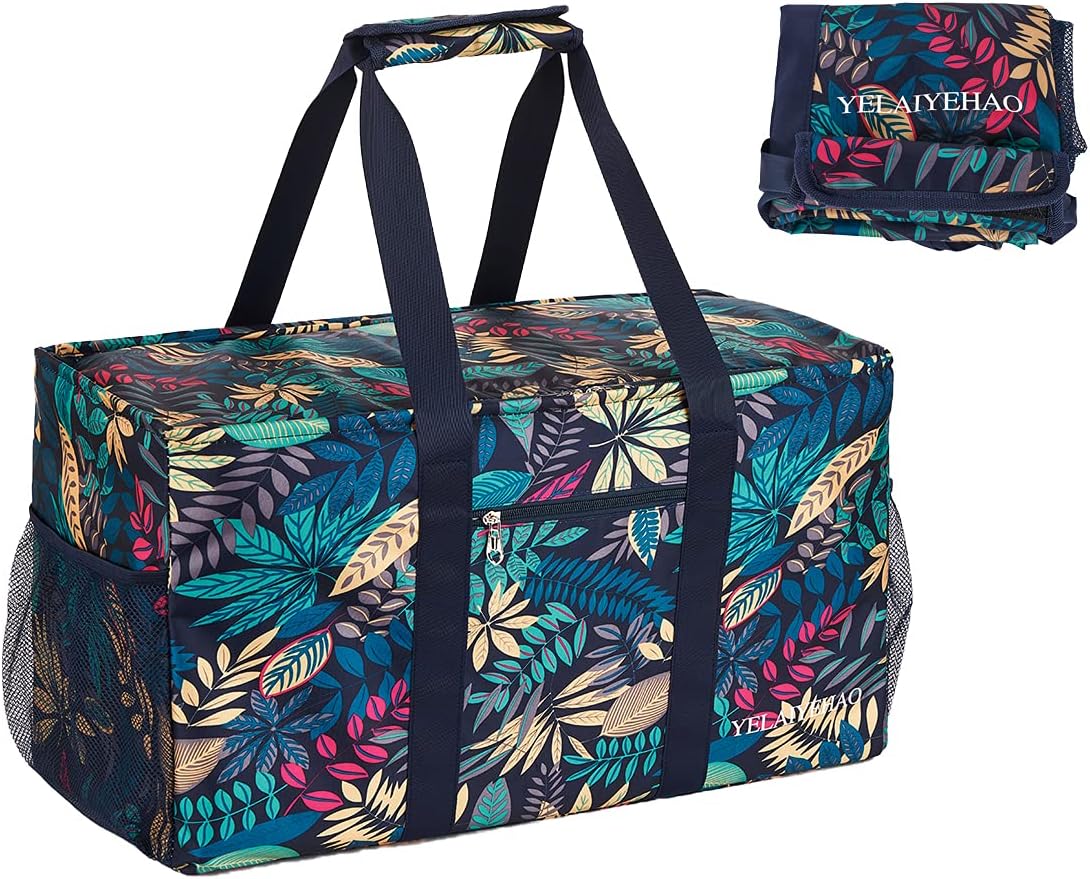 YELAIYEHAO Large Utility Tote Bag with lid, Foldable Collapsible Tote