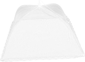 Zerodeko Gauze Mesh Food Cover Tent Reusable Picnic and Camping Food Protector Lightweight and Collapsible Outdoor Dish Cover with Lace Trim for Parties and Bbqs