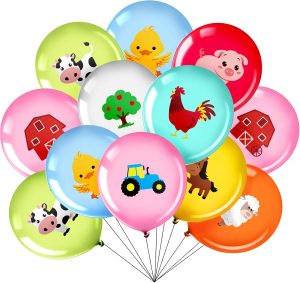 Zomiboo 36 Pieces 12 Inch Farm Animal Balloons, Pig Cow Sheep Latex Balloons Tractor Barnyard Animal Farmhouse Party Decoration for Kids Baby Shower Farm Themed Birthday Party Favors Indoor Outdoor