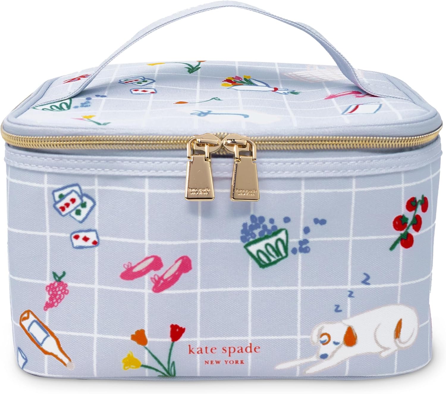 kate spade new york Insulated Lunch Tote, Small Lunch Cooler, Cute Lunch Bag for Women, Thermal Bag with Double Zipper Close and Carrying Handle (Park Picnic)