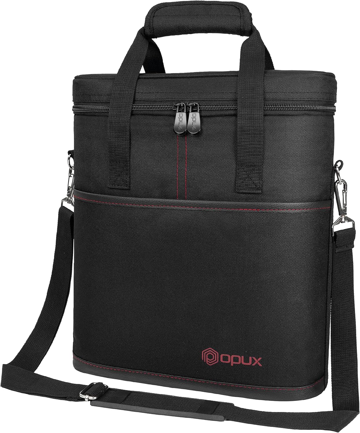 opux 3 Bottle Wine Carrier Tote, Insulated Leakproof Wine Cooler Bag, Wine Travel Bag Tote for Picnic BYOB Beach, Portable Wine Bottle Carrying Case, Gift for Wine Lover Women Men Christmas, Black