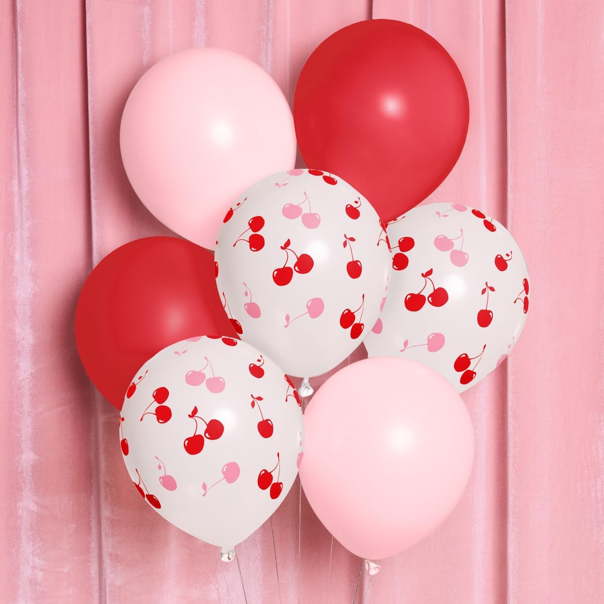 xo, Fetti Red + Pink Cherry Balloons - 24 pk, 12" | Ma Cherie Baby Shower, Cherry on Top Bachelorette Decorations, Birthday Decor, Kids Picnic Tablescape
