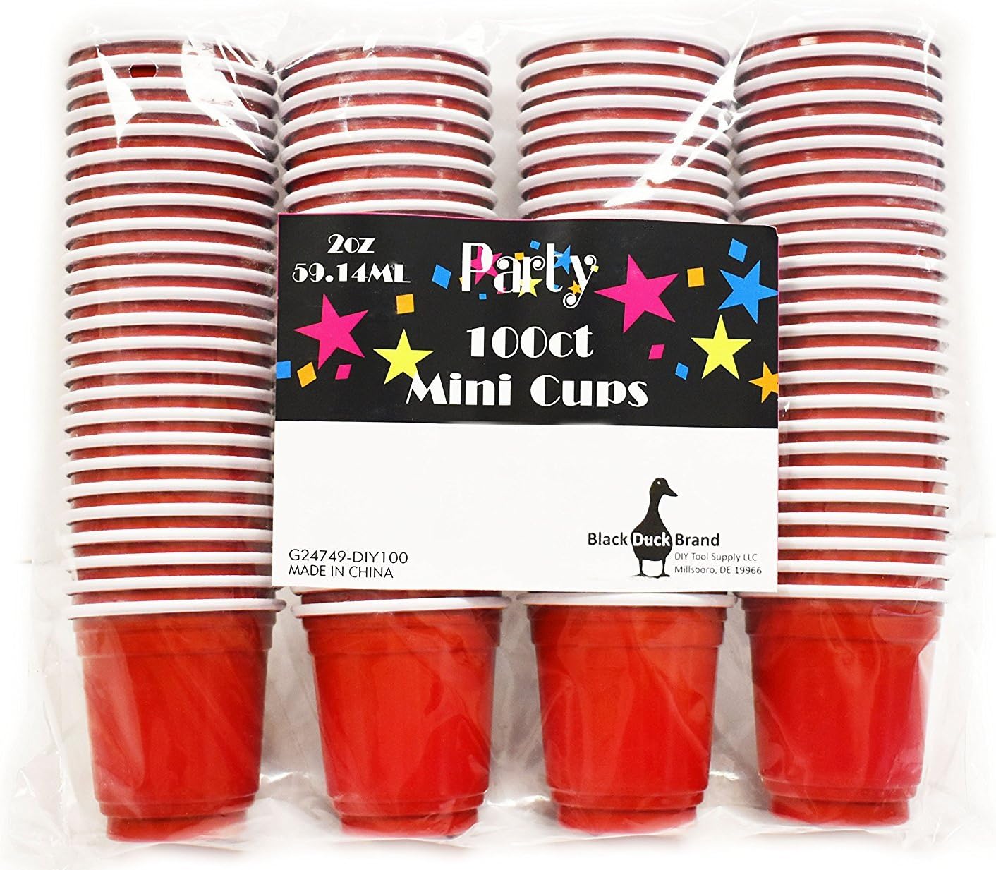 100pc Red Cup Mini Party Shot Glasses Set (2-Ounce) Great for Parties, Picnics, Tailgates, BBQ's, and Super Bowl Parties!