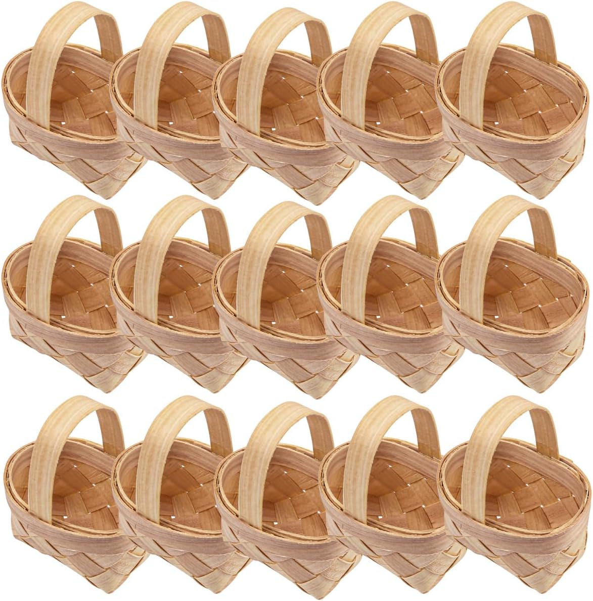 15Pcs Mini Bamboo Woven Baskets with Handles - Ideal for Wedding Party Favors, Ornaments, and Crafts