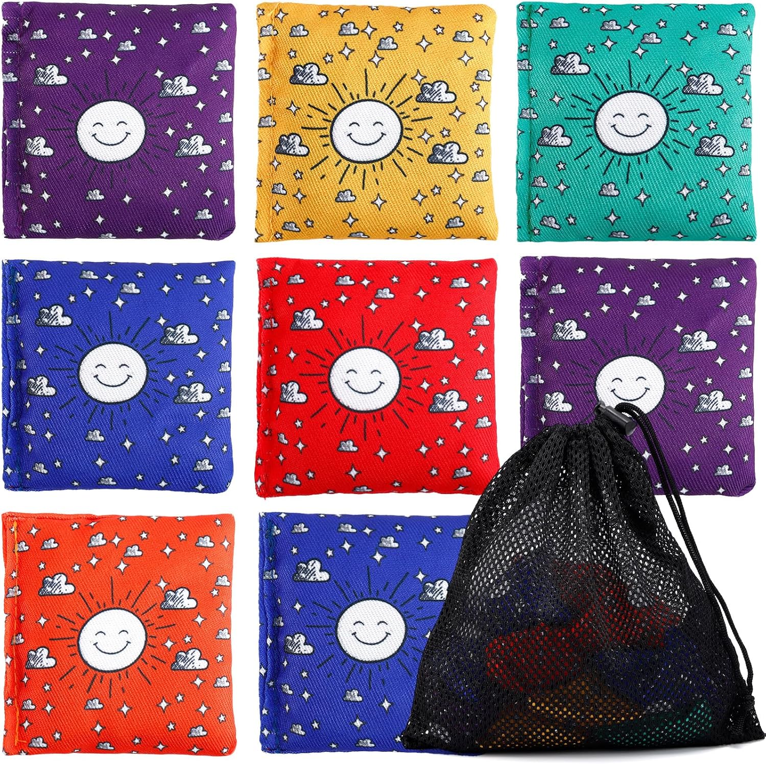 16 Pack Bean Bags for Kids,2.75" x 2.75" Mini Bean Bags for Tossing,Colorful Cornhole Bags Bulk for Tossing Game,Indoor Outdoor Backyard Activities(6 Colors)