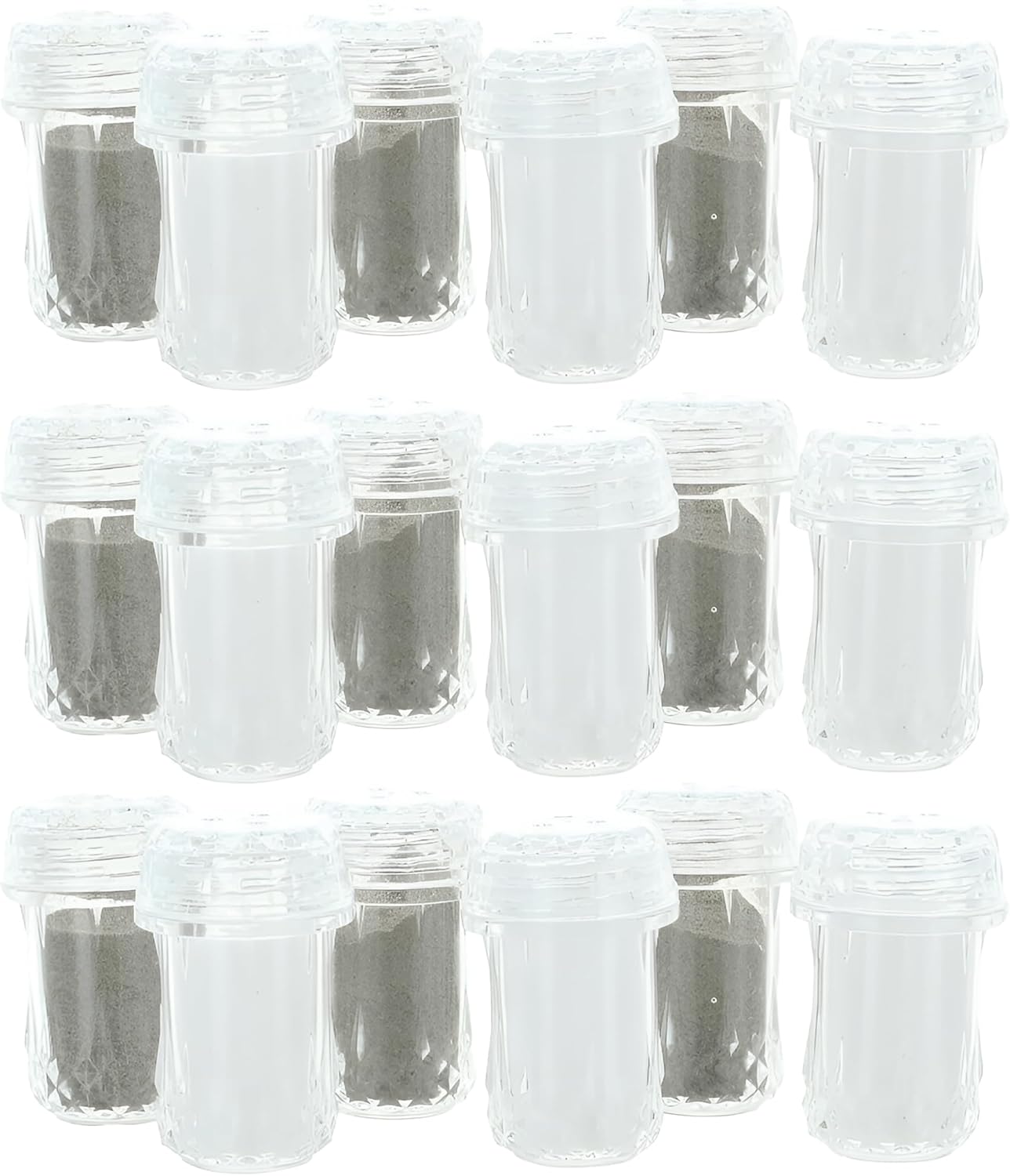 18 Piece Mini Salt and Pepper Shakers – 1.75" x 1" – Crystal-Look Plastic for Parties, Events & Travel
