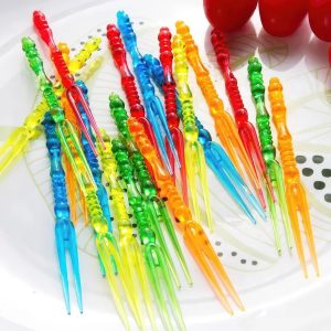 200 Pcs Disposable Plastic Fruit Forks - Mini Cocktail, Appetizer, Dessert & Salad Forks, 4 Inch Multicolor Toothpicks for Cake, Snacks, Party, Daily Use, Portable Durable Plastic Forks Set