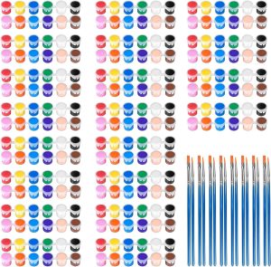 280 Pcs Mini Acrylic Paint Set for Kids, 12 Colors Washable Acrylic Paint Strip with 5 Paint Tray for Kids&Adults Craft Paint, with Mini Paint Strips for Easter Eggs Art Craft Painting Easter Gifts