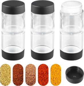 3PCS Mini Salt and Pepper Shakers for Lunch Box, 2-in-1 Moisture Proof Portable Travel Seasoning Set Kit