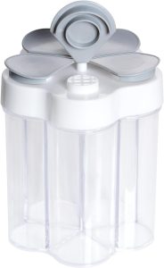5 in 1 Salt and Pepper Shaker Travel Spice Container Portable Camping Seasoning Shaker Seasoning Condiment Jars with Lid for Home Restaurant Camping Travel RV Cooking BBQ Picnic (Gray)