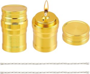 CHGCRAFT 2 Sets Portable Metal Mini Alcohol Burner Lamp Aluminum Alloy Alcohol Stove with Cotton Cord for Household Outdoor Camping Picnic Tea Coffee Making Science Experiments