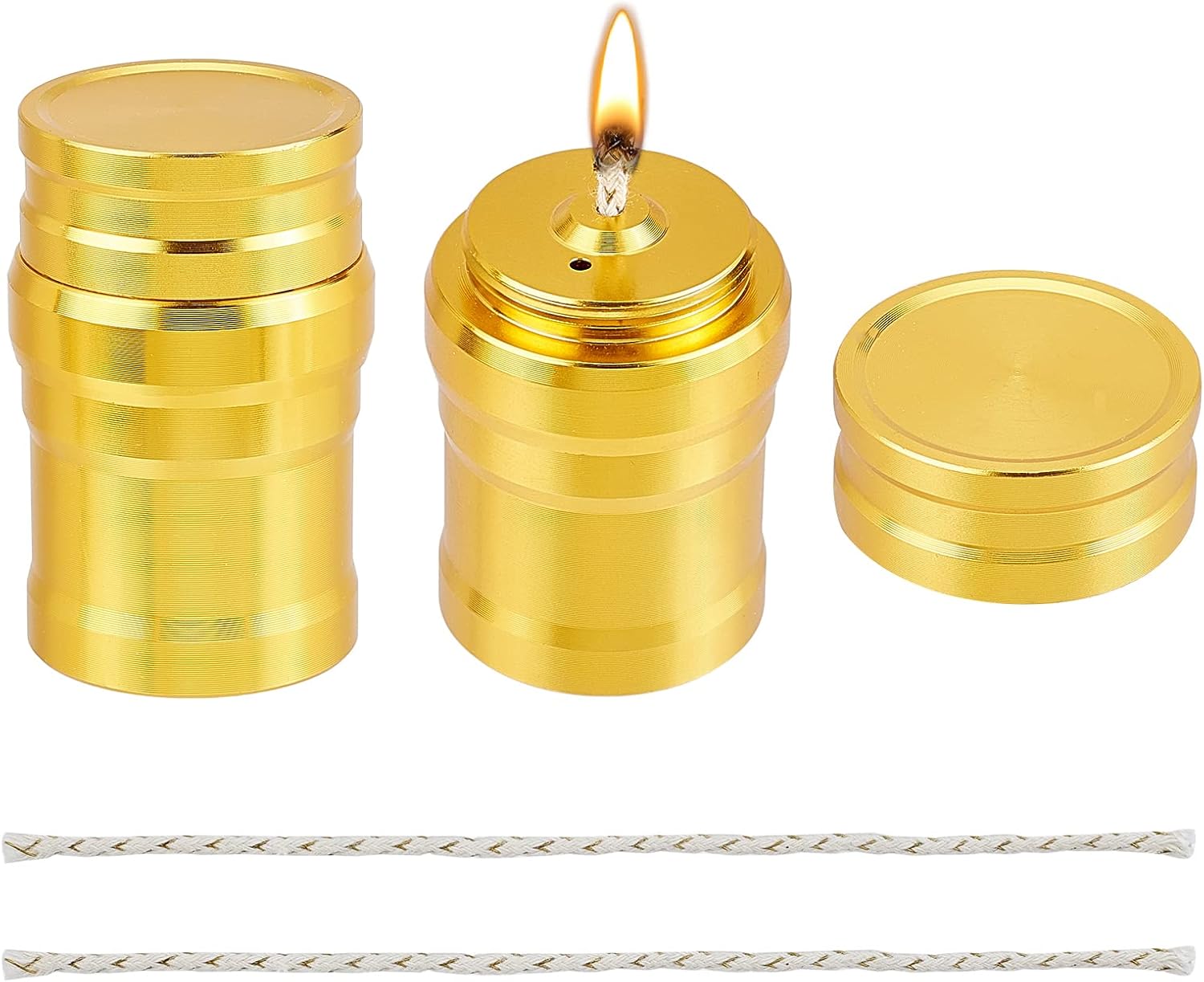 CHGCRAFT 2 Sets Portable Metal Mini Alcohol Burner Lamp Aluminum Alloy Alcohol Stove with Cotton Cord for Household Outdoor Camping Picnic Tea Coffee Making Science Experiments