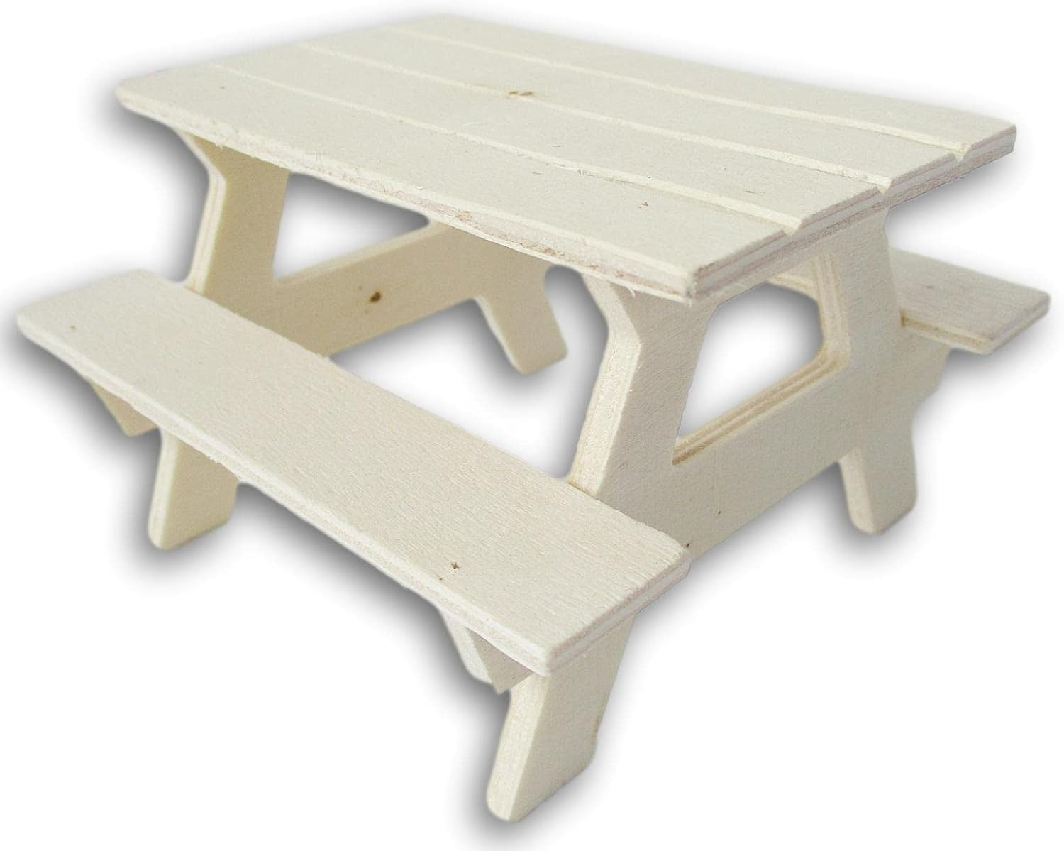 Craft Supply Picnic Table Miniature Wood for Dollhouse - 4.25 Inches Long, Brown