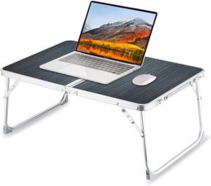 Foldable Laptop Table for Bed, SUVANE Lap Desk, Breakfast Serving Bed Tray, Portable Mini Picnic Table, Storage Space Laptop Desk Reading Holder(Dark Grey)