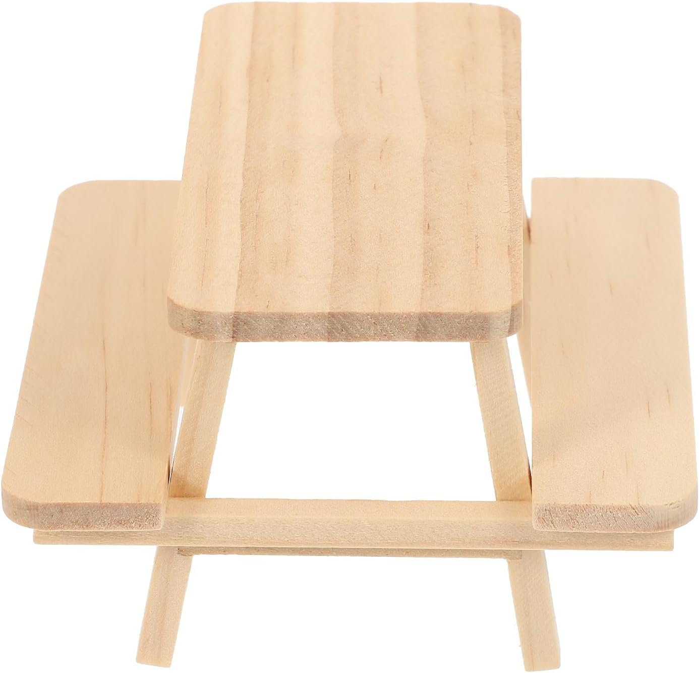 Hemoton Dollhouse Miniature Wooden Picnic Table and Chairs, 1/12 Scale Doll House Furniture for Kids Pretend Play, Photography Props, Khaki, 3.14 X 3.14 X 2.16 Inches