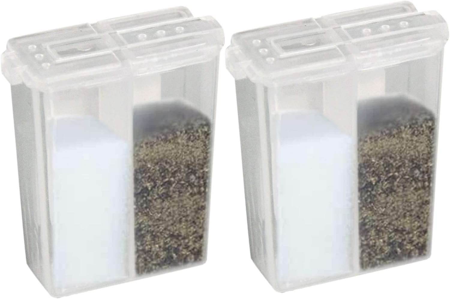 Home-X Mini Salt and Pepper Shakers - Dishwasher Safe, Clear Plastic Set of 2 Travel Shakers with Lids