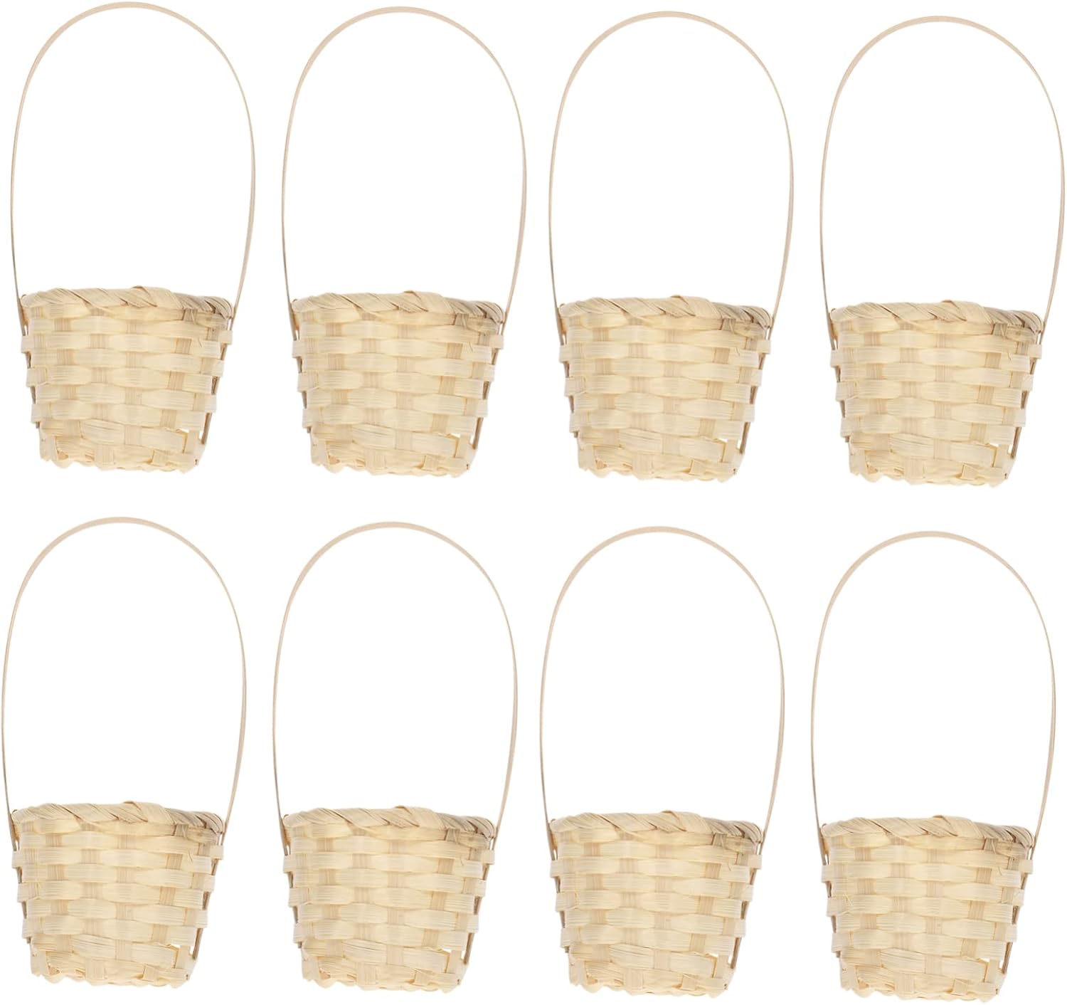 IMIKEYA Mini Woven Picnic Baskets with Handles - Set of 8 Handmade Flower Girl Baskets for Wedding Decor - Party Favors or Craft Projects for Rustic Vintage Celebrations
