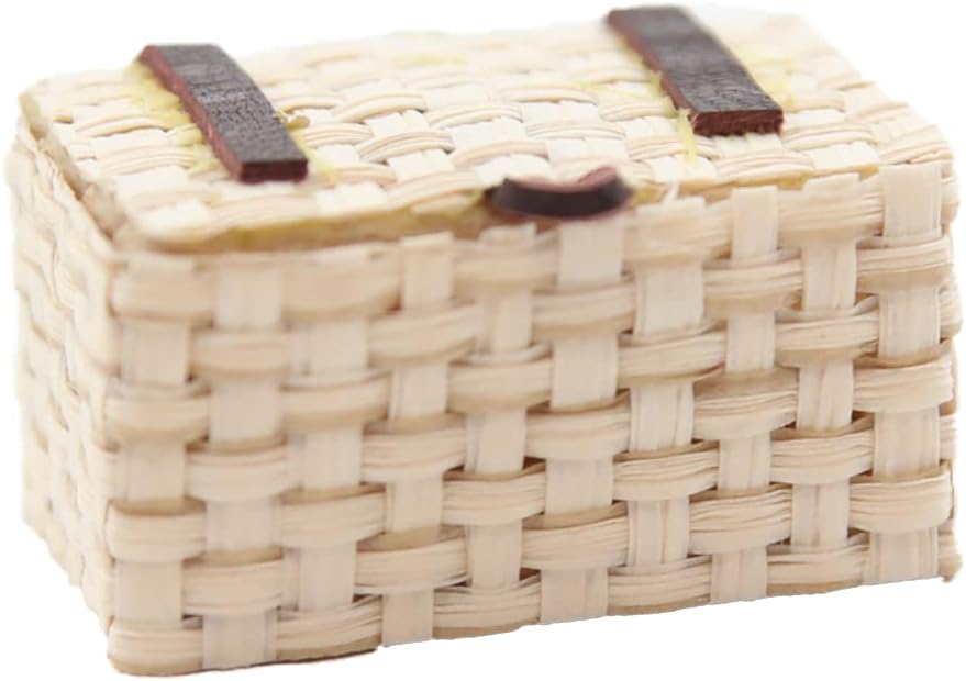 Melody Jane Dolls Houses Dollhouse Pioneer Straw Woven Picnic Basket Gift Storage Hamper Shop Accessory