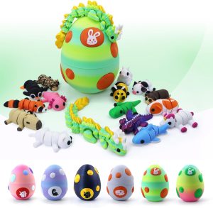 Mystery Mini 3D Printed Articulated Animal Figurines Set with Egg,Little Cute Animals Pocket Pet,3D Animals Toys,3D Printed Miniature Figurines Gift,Excutive Desk Toy(Dragon&Axolotl &Capybara