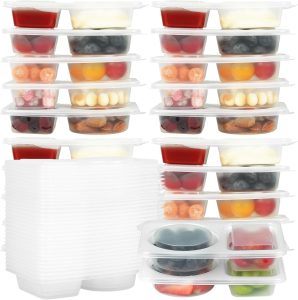 Reusable Snack Containers Double Compartment,Microwave Refrigeration Safe Leakproof Stackable for Office,Picnics(10)