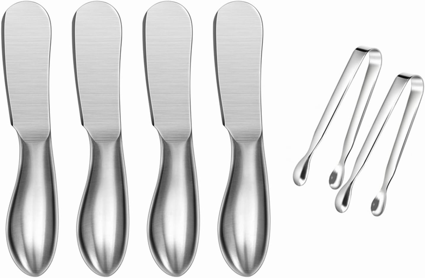 Spreader Knife Set,6-Piece Cheese and Butter Spreader Knives,Mini Serving Tongs,Stainless Steel Multipurpose Butter Knives