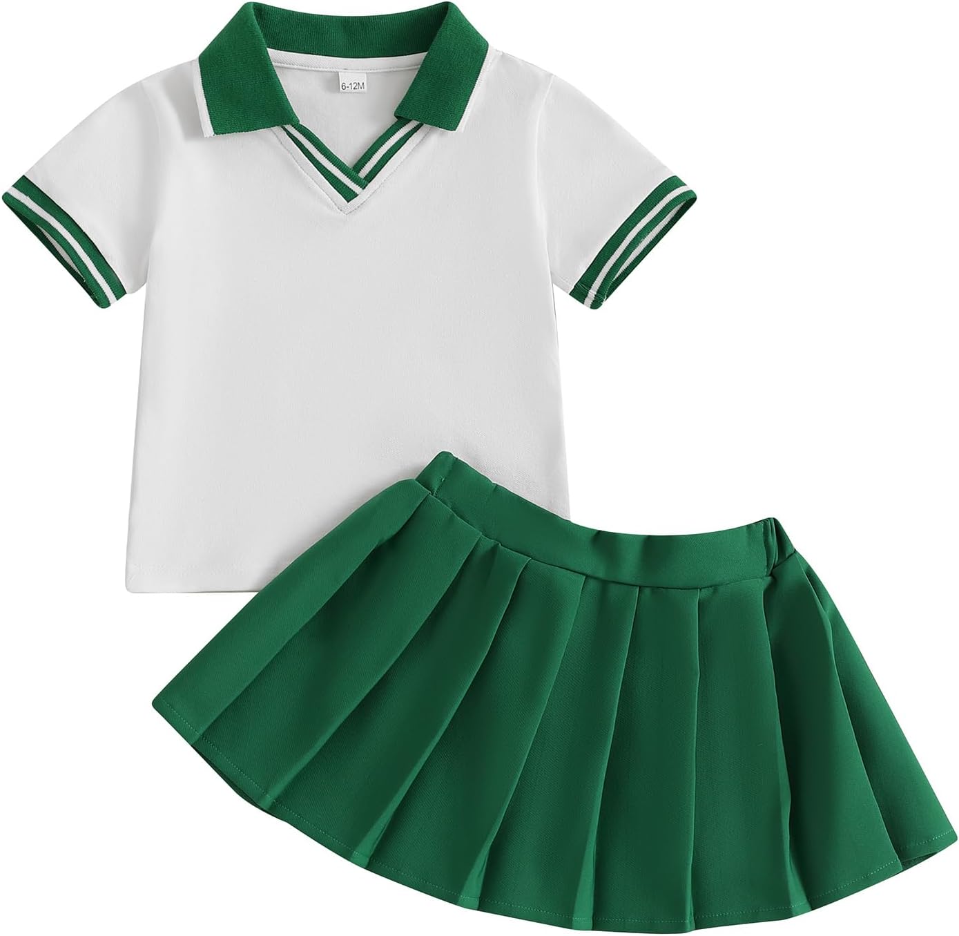 Toddler Baby Girl Clothes Short Sleeve Polo Shirt Tops Pleated Mini Skirt 2Pcs Little Girls Summer Outfits Set