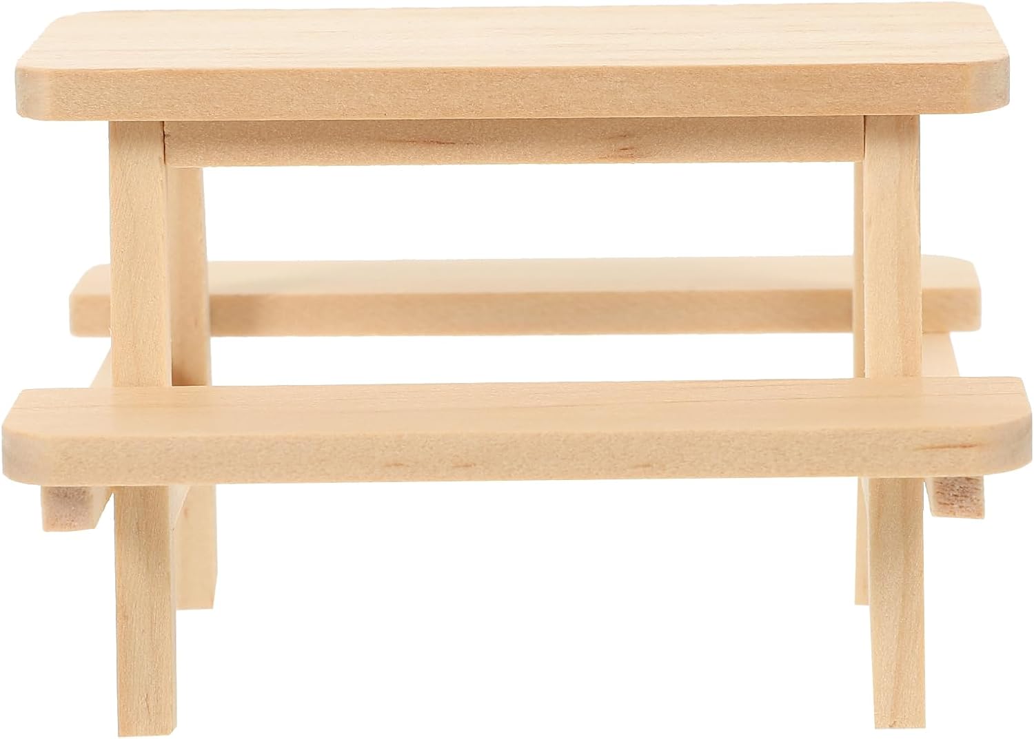 Totority Miniature Dollhouse Picnic Table and Chairs Set, Wooden Khaki Furniture Prop for Doll Play, Photography, and Decoration, 3.14 X 3.14 X 2.16 Inches