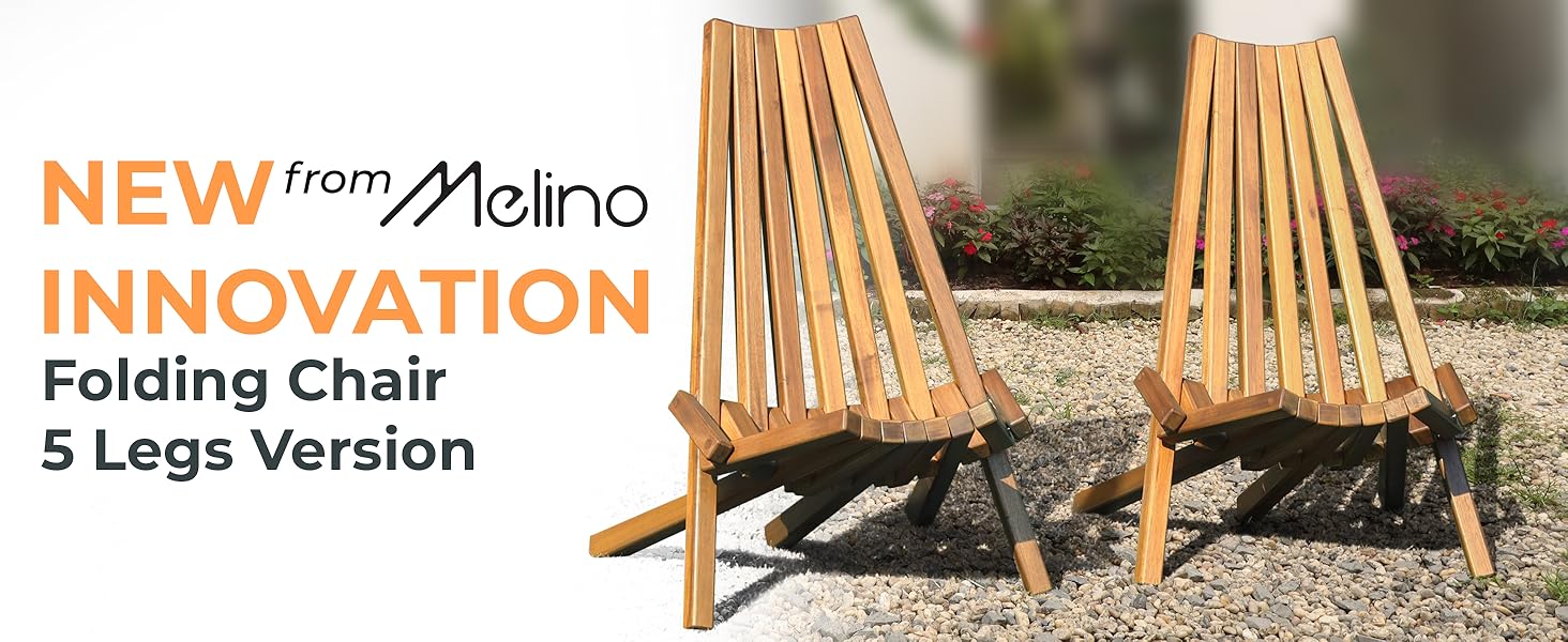 Melino FSC Certified Acacia Solid Wooden Folding Patio Lounge Chair 5 Legs Outdoor Furniture