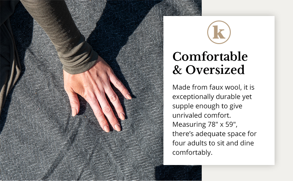Komorebi Herringbone Picnic Blanket Grey