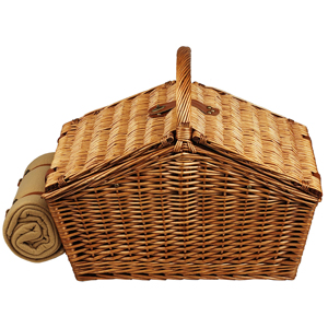 Basket closed with blanket on the side