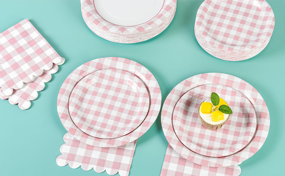 Pink Gingham Plate