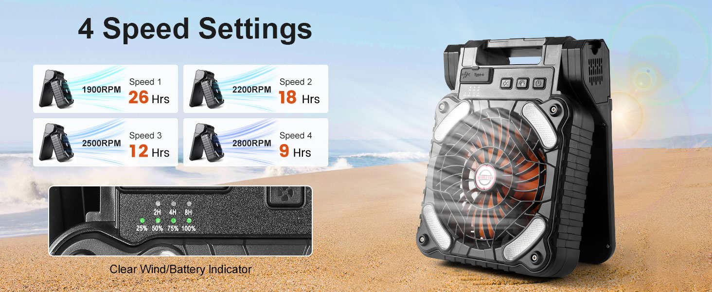  Protable Solar Camping Fan