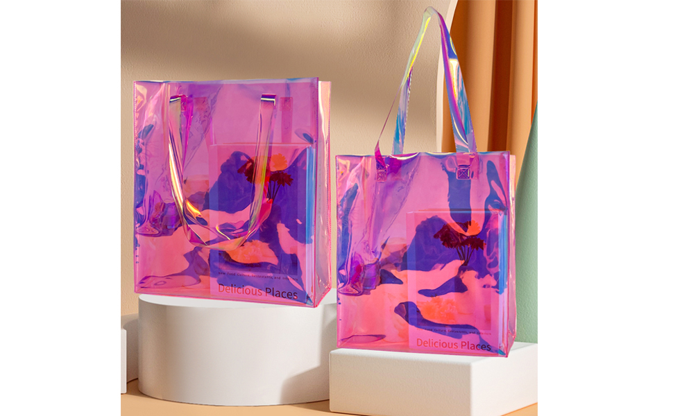 iridescent PVC tote bag