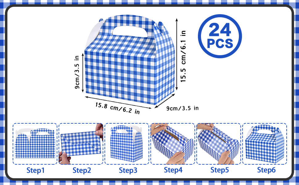 blue gingham gift boxes