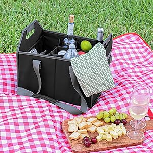 12 bottle wine carrier bag black shopping tote basket been water champagne foldable picnic