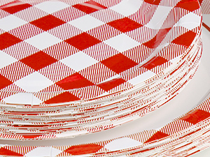 red gingham party supplies