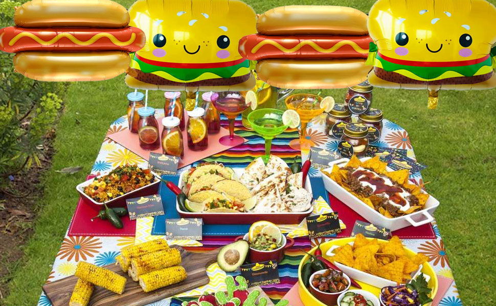food balloons bbq balloons hot dog balloons picnic balloons hamburger balloons french fries balloons