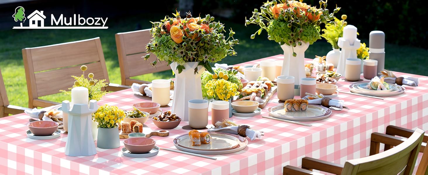 Pink Gingham Tablecloth