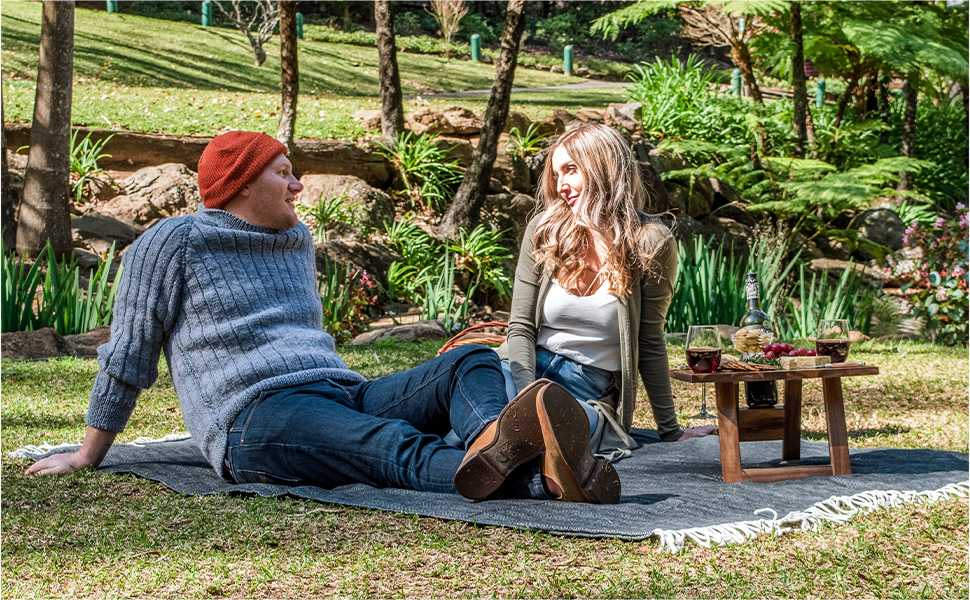 Komorebi Herringbone Picnic Blanket Grey