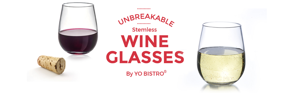 Unbreakable Stemless Wine Glasses By YO BISTRO