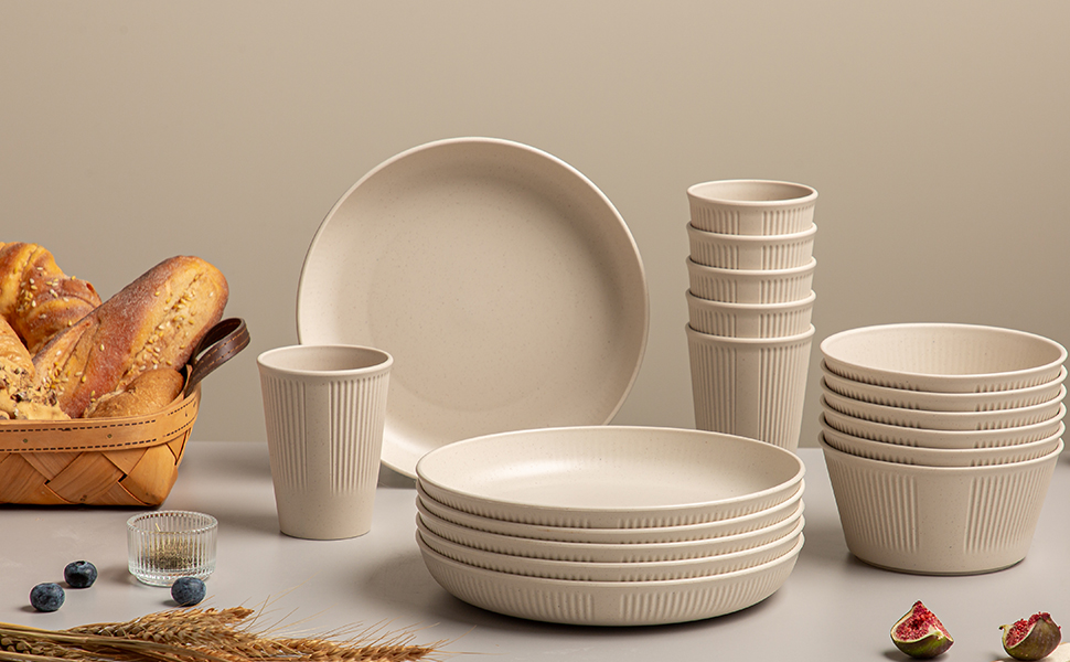 wheat straw dinnerware sets Unbreakable Dinnerware Set