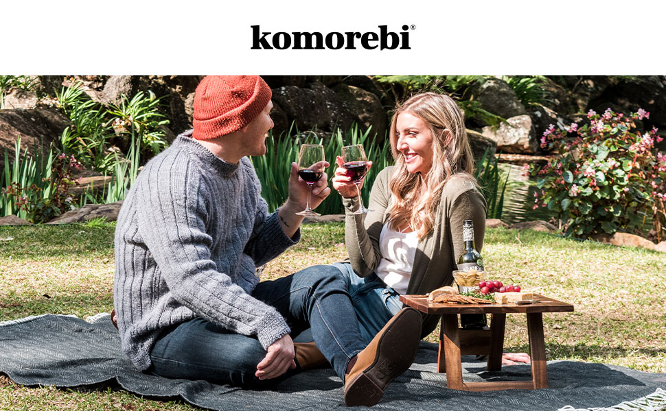 Komorebi Portable Folding Wine and Champagne Picnic Table 