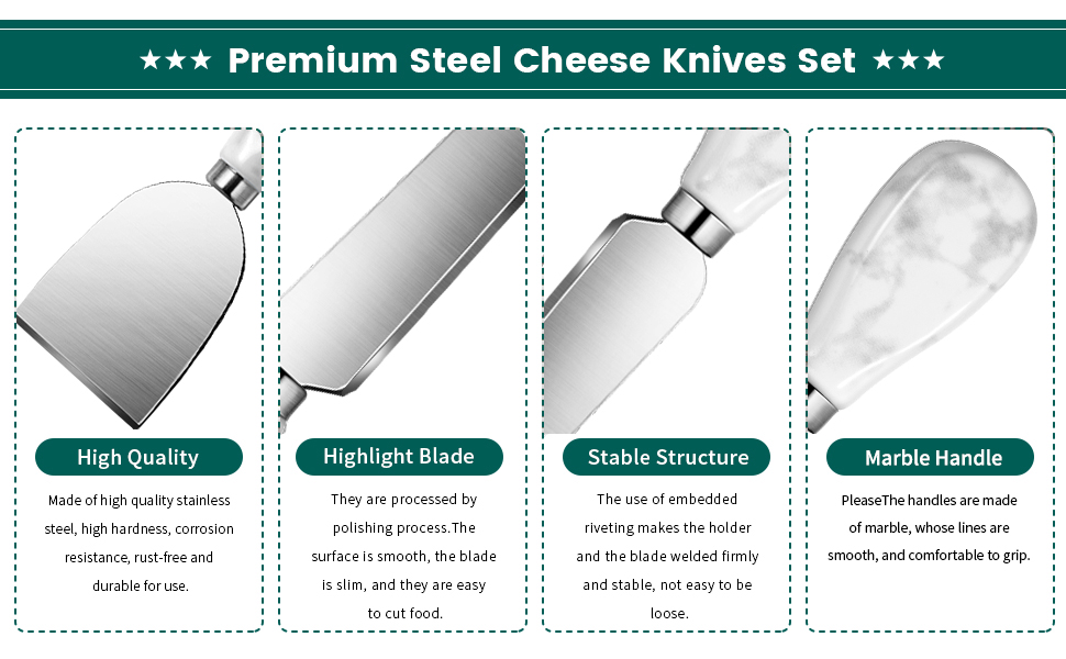 Marble Ceramics Charcuterie Accessories Cheese Spreader Knive Silver